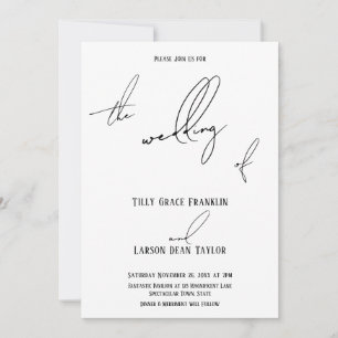 Modern Slim HandWrite - enkelt Bröllop i Inbjudningar