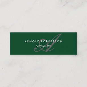 Modern Slim Monogram Trendig Forest Grönt Grått Mini Visitkort