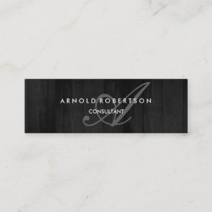 Modern Slim Monogram Trendig Grått Wood Background Mini Visitkort