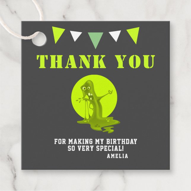 Modern Slime Monster Tack Gåvor Etiketter (Framsida)