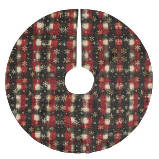 Modern slitrutig snöflagemönster julgransmatta borstad polyester