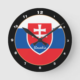Modern Slovakiens Flagga - Slovakiens hem/design Rund Klocka