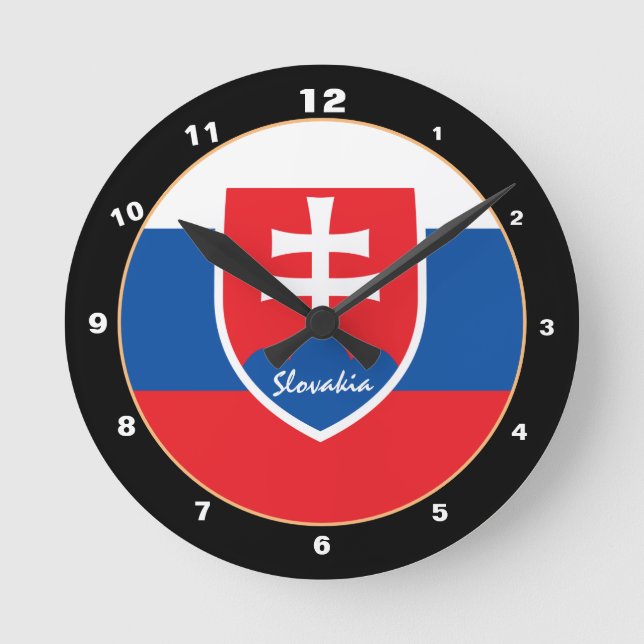 Modern Slovakiens Flagga - Slovakiens hem/design Rund Klocka (Framsida)
