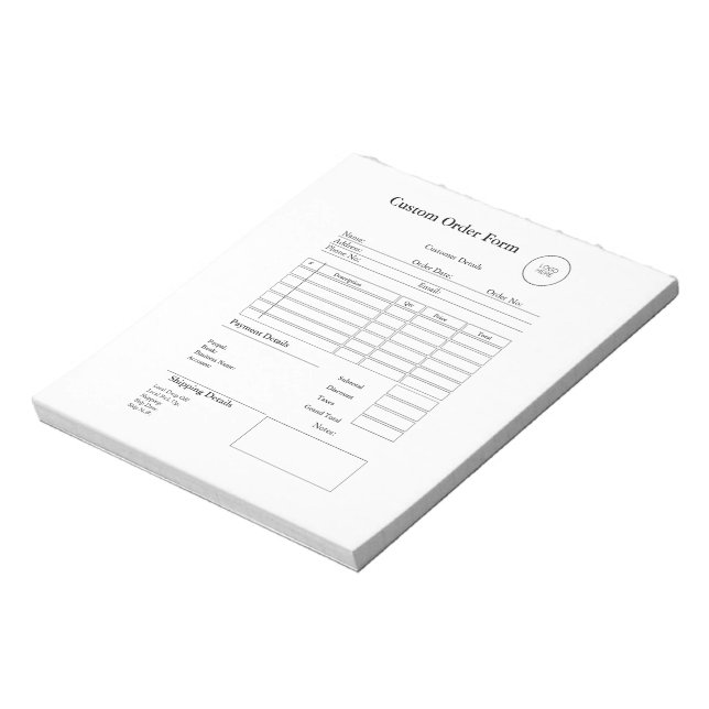 Modern Small Business custom order Sales Receipt Anteckningsblock (Roterad)