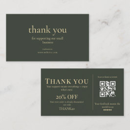 Modern Small Business Thank You Discount QR Card  Visitkort