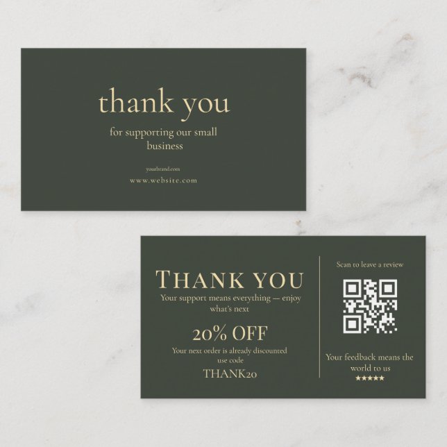 Modern Small Business Thank You Discount QR Card  Visitkort (Fram/baksida)