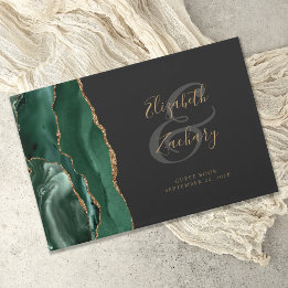 Modern smaragdgrön agat guldskrift mörk gästböcker