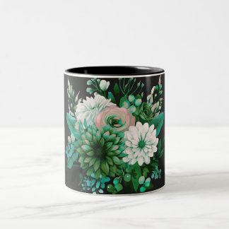 Modern smaragdgrön blomsterträdgård bröllopsinbjud Två-Tonad mugg