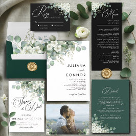 Modern smaragdgrön bröllopsprogram program