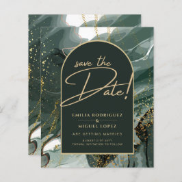 Modern Smaragdgrön Guld Agat Marmor BRÖLLLOP