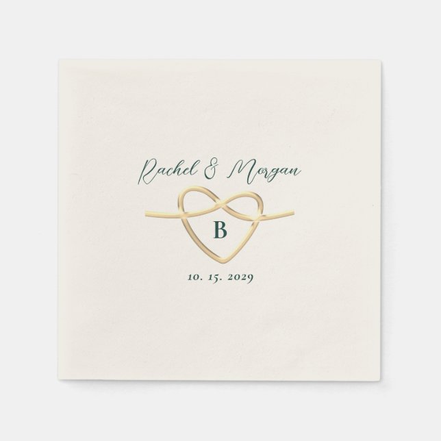 Modern Smaragdgrön Monogram Bröllop Pappersservett (Framsidan)