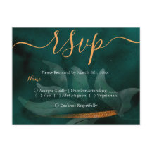 modern smaragdgrön och blad RSVP