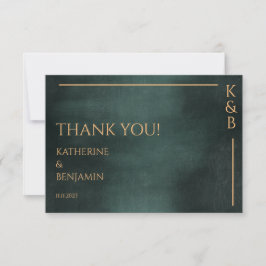Modern smaragdgrön svart elegant bröllopsfoto tack kort