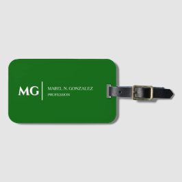 Modern Smaragdgrön Trendig Stilren Monogram Bagagebricka