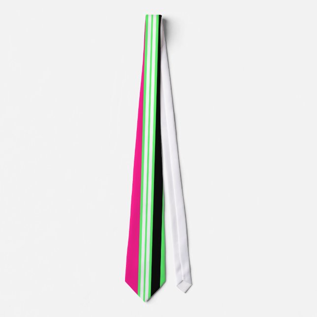 Modern smart grönt rosa och svart rand slips (Framsida)