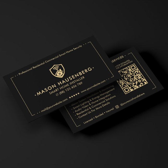 Modern Smart Home Säkerhetsinstallatör Svart Visitkort (Modern Smart Home Security Installer Black Business Card
)