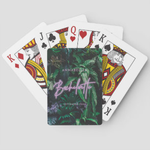 Modern, smart lila, giftig, neon bachelorette casinokort