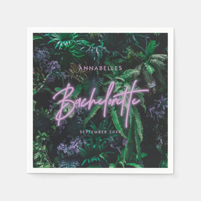Modern, smart lila, giftig, neon bachelorette pappersservett (Framsidan)