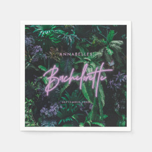 Modern, smart lila, giftig, neon bachelorette pappersservett