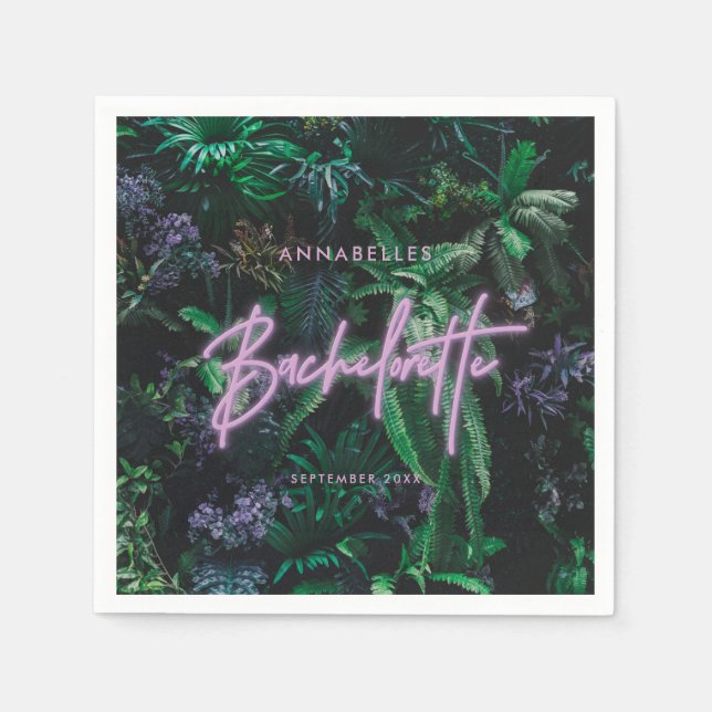 Modern, smart lila, giftig, neon bachelorette pappersservett (Framsidan)