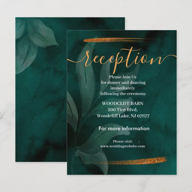 Modern smartkort för grönt och löv meddelande vykort (Fram/baksida)