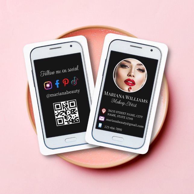 Modern Smartphone Sociala Media Foto QR-kod Visitkort (Skapare uppladdad)