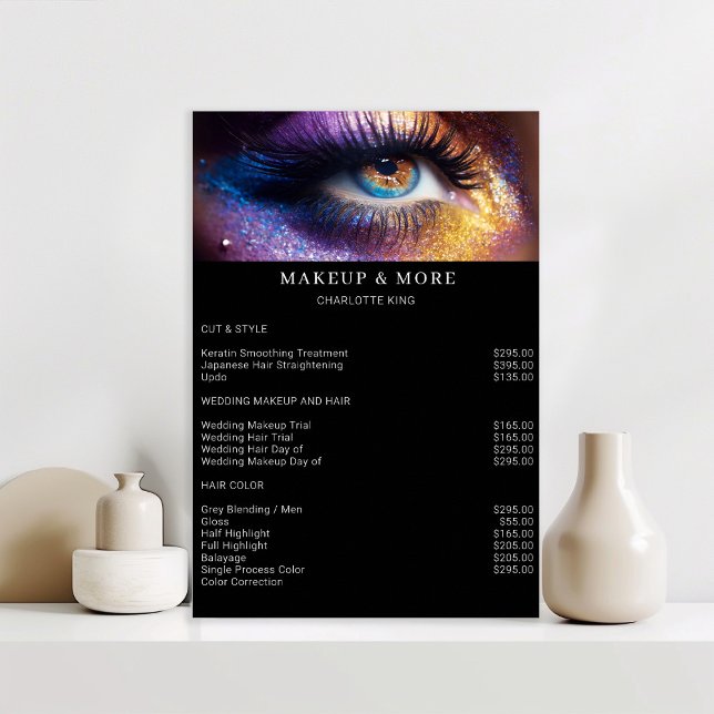 Modern, smink foto salong prislista poster (Skapare uppladdad)