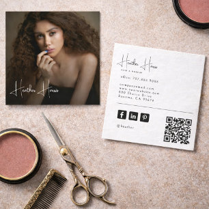 Modern Smink Makeup Artist Hårstylist QR-kod Fyrkantigt Visitkort
