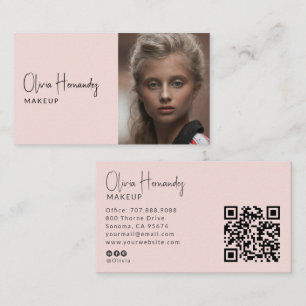 Modern Sminkartist Blush Rosa QR-kod Visitkort