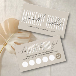 Modern sminkartist script typografi beige lojalitetskort