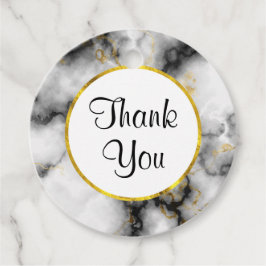 Modern Smoky Grått Marble & Guld Ribbon Tack Gåvor Etiketter