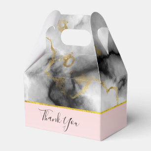 Modern smoky Grått Marble med Guld Ribbon Bröllop Presentaskar