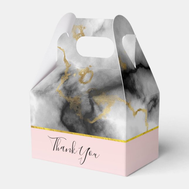 Modern smoky Grått Marble med Guld Ribbon Bröllop Presentaskar (Framsidan Sidan)