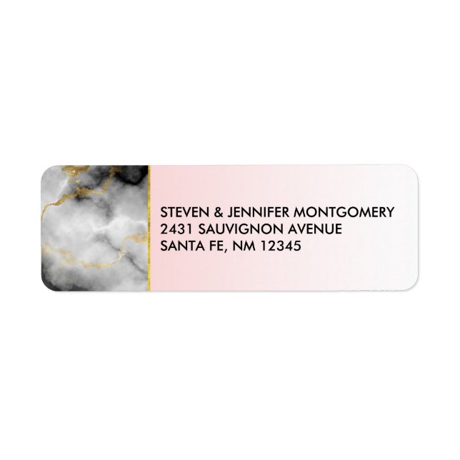 Modern smoky Grått Marble med Guld Ribbon Returadress Etikett (Framsidan)