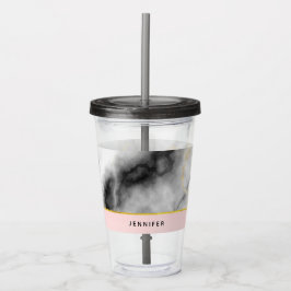 Modern smoky Grått Marble med Guld Ribbon Take Away Mugg