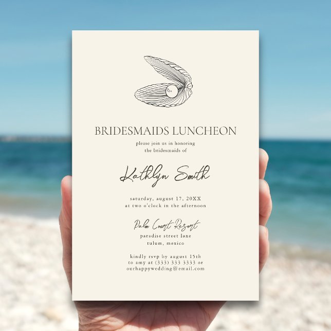 Modern Snäcka Beach Ocean Bridesmaids Luncheon Inbjudningar (Skapare uppladdad)