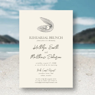 Modern Snäcka Beach Ocean Bröllop Rehearsal Brunch Inbjudningar