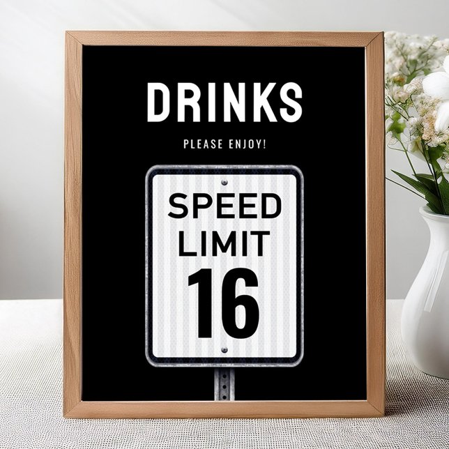 Modern snacks sign 16th Birthday Speed Limit  Poster (Skapare uppladdad)