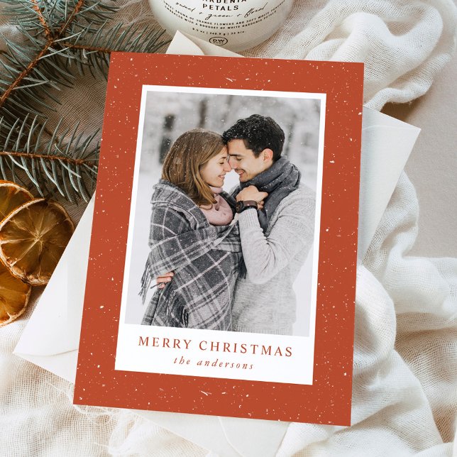 Modern Snö Flurries Rust Photo Julkort (Skapare uppladdad)