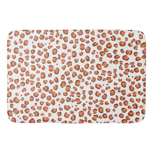 Modern Snö Leopard Animal Print Mönster Red Badrumsmatta (Framsidan)