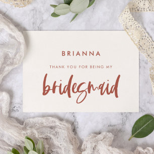 Modern snö rosa Bridesmaid tackar dig för textkort Inbjudningar