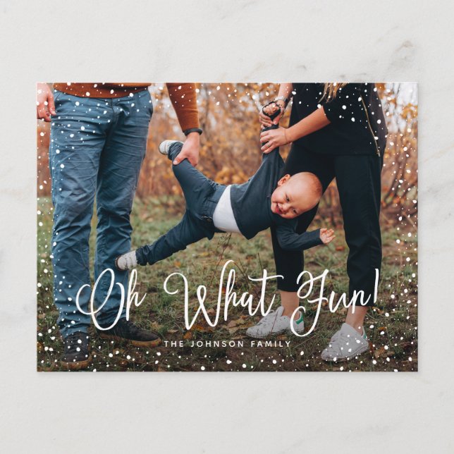 Modern Snö Script 2 Foto Helg Vykort (Framsida)