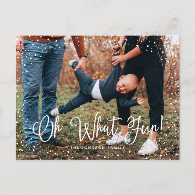 Modern Snö Script 2 Foto Helg Vykort (Framsida)