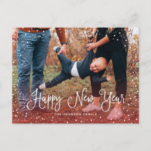 Modern Snö Script 2-foto Helg Vykort