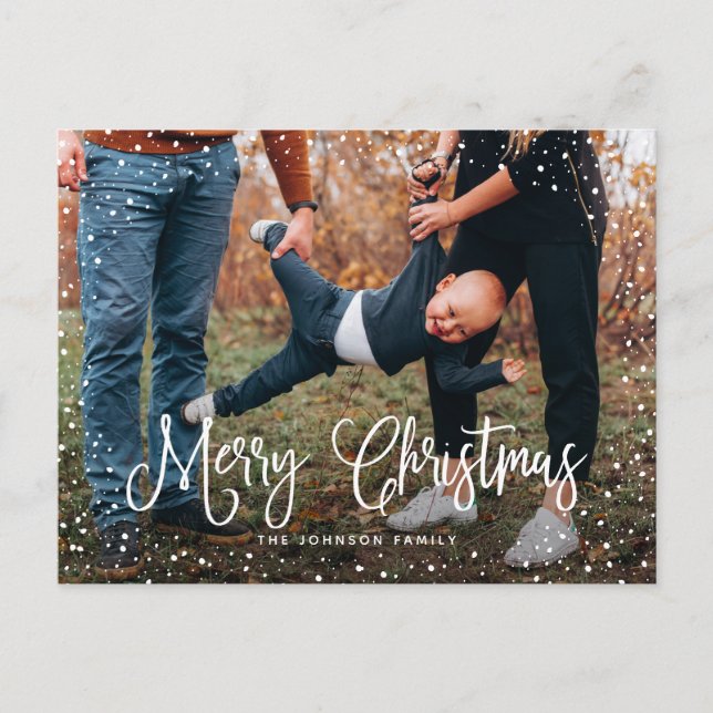 Modern Snö Script 2-foto Helg Vykort (Framsida)