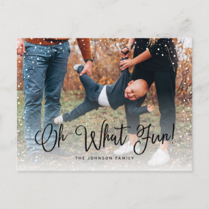 Modern Snö Script 2-foto Helg Vykort