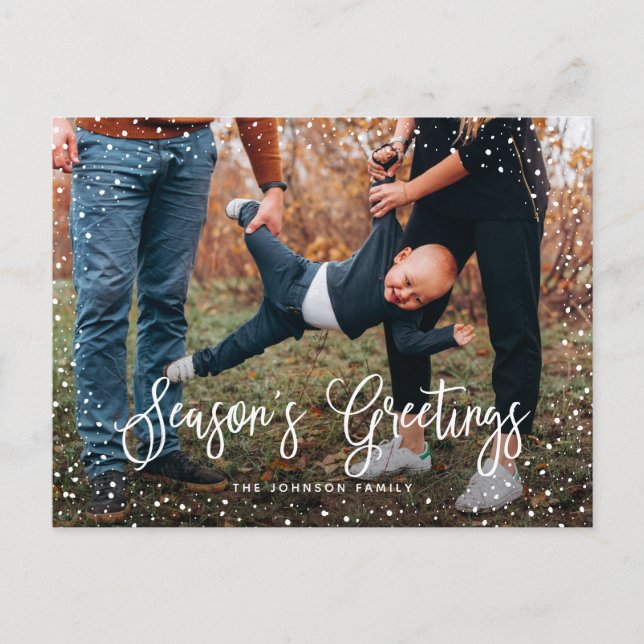 Modern Snö Script 2-foto Helg Vykort (Framsida)