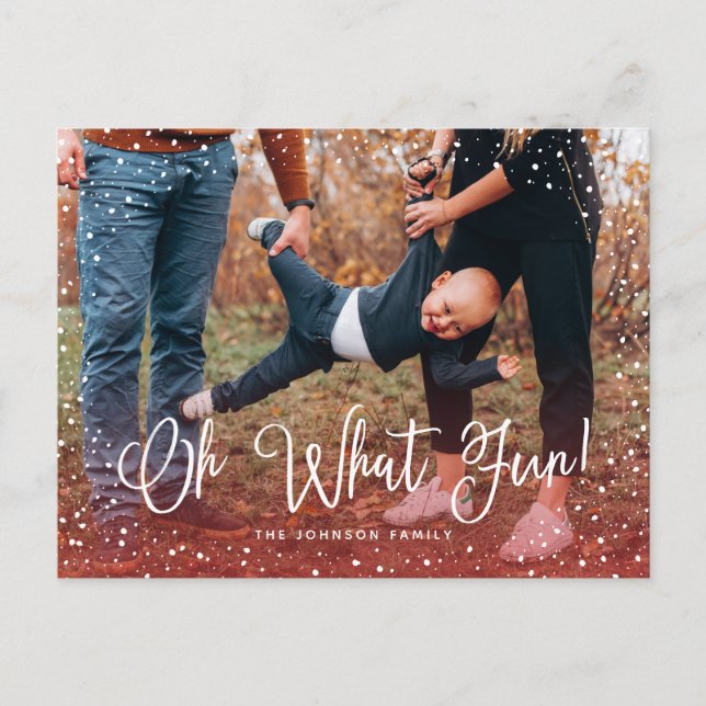 Modern Snö Script 2 Foto Helg Vykort (Framsida)