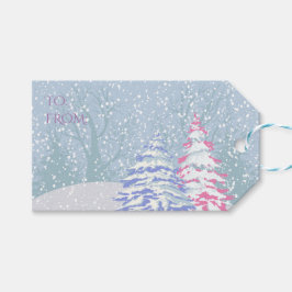 Modern Snö Träd CHANGE FÄRG Presentetikett