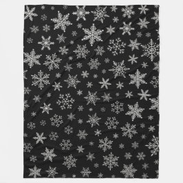 Modern snöflake 2-Black & Silver-Grått Fleecefilt